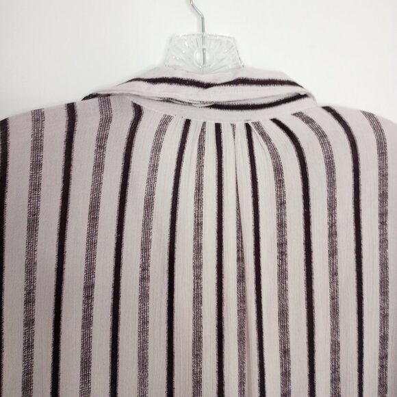 Black Tape Striped Button Front Hi-Lo Tunic Shirt - Picture 9 of 12